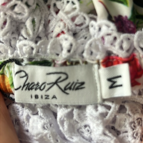 Charo Ruiz Ibiza Rola Crochet Floral One Piece Swimsuit White Bonita NWT Sz M - Picture 10 of 12
